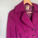 Anthropologie  Tulle Women's Fuchsia Double-Breasted Pea Coat Photo 5