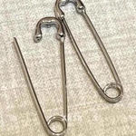 Unique Elegant Punk Gothic Style Safety Pin Design Hoop Earrings, Boho Silver Photo 0