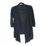 Ralph Lauren Cardigan Sweater Open Front 3/4 Sleeve Asymmetric Linen Black S Photo 1