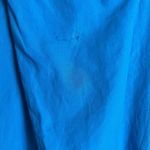 Line and Dot Blue Ruffle Cap Sleeve Mock Neck A-Line Poplin Mini Dress Size Large Photo 12