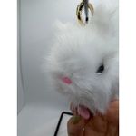 Fluffy White Bunny Keychain Cute Faux Fur Pom Pom Bag Charm Photo 1