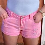 Forever 21 Neon Pink Denim Ripped Short Shorts Photo 0