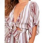 Faithfull the Brand  Olsen Top Striped Split Sleeve Tie Front Flowy Top Size 4 Photo 0