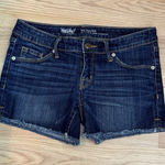 Mossimo Jean Shorts Women's 2/26 Mid Rise Mini Denim Raw‎ Hem Booty Dark Blue Photo 0