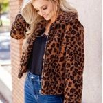 BB Dakota Leopard Sherpa Jacket Bomber Sz Small Animal Print Photo 0