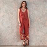 Johnny Was NWT Elia Linen Tie Jumpsuit Embroidered Size Medium in Adobe Photo 1