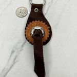 Soft Brown Leather Fringe Western Concho Rock Creek Idaho Boho Keychain Keyring Photo 2