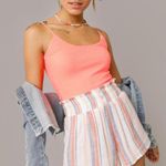 Francesca's  Sky Button Front Smocked Shorts Ivory - M Photo 0