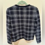 ZARA Black & White Plaid Boxy Fit Crew Neck Sweater Women's M Photo 2