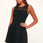 Lulus Black Lace Skater Dress Photo 0