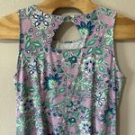 Talbots Dress Size 2X Jersey Shift Floral Sundress Purple Green Nylon Athletic Photo 3