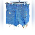 SheIn Neon Trimmed Distressed Raw Edge Denim Short Photo 5