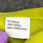 Kay Unger Y2K Dress 14 Chartreuse Yellow Strapless Silk Floral Pleated Cocktail Photo 12