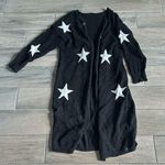 Star print fuzzy open midi cardigan Black Photo 0