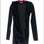 ZARA  Trafaluc Glitter Dot Black Velvet Bodycon Ruffle Dress Small Photo 5