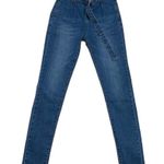 High rise belted skinny jeans size M Blue Size M Photo 4