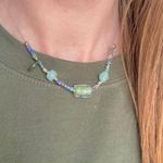 Handmade “Jaede” Glass Bead Blue Green Boho Necklace Beachy Pastel Earthy Photo 5