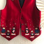 Karen Scott red white Christmas snowman snowflakes jacket vest top sleeveless ugly sweater-L Measurement in pics Photo 2