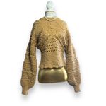 ZARA Wool Brown Chunky Crochet 3D Open Knit Balloon Sleeve Pullover Sweater sz S Photo 4