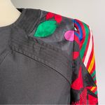 Vintage 80s Anne Crimmins Umi Collections Black Silk Dress Print Sleeves Size 6 Photo 1