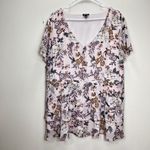 Torrid Blush Pink Floral Chiffon Tiered V Neck Babydoll Top Size 3X Photo 4