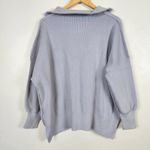 Lillusory Gray Oversized Quarter Zip Sweater Small Rough Hem Coastal Grandma Photo 1