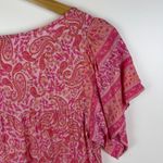 Umgee  Floral Paisley Tiered Mini Dress Small Pink Boho Lightweight Flowy Resort Photo 2