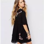 Free People  Perfectly Victorian Black Embroidered Short Sleeve Shirt Dress Small Photo 2