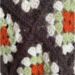 Vintage Granny Square Floral Afghan Crochet Poncho Shawl Sweater Handmade Brown Size M Photo 1