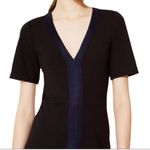 Tory Burch Sallare Black Wool Blend Blue Stripe Suede Tunic Dress Size M Photo 2