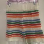Colorful Striped Knit Women's Shorts Red Size L Photo 2
