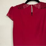 Karen Millen  Red Pleated Mini Dress Womens 8 Formal Cut Outs Short Sleeve Twee Photo 8