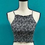 Forever 21  floral black and white scrunched halter top in size medium Photo 0