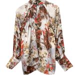 Molly Bracken  Women’s Size S Fall Leaf Printed High Neck Long Sleeve Top Blouse Photo 1