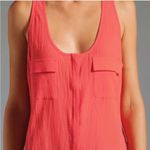 Joie  Balsa Coral Red Crepe Cotton Pocket Tank Top Size Small S Photo 3