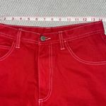 Brandy Melville Red Denim Cargo Shorts Contrast Stitching Sz Sm Photo 2