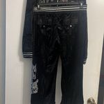 BCBGMAXAZRIA BCBG BLACK VELVET BLING SILVER STUD DRAGON & LOGO HOODIE & CROPPED PANTS SET NWT Photo 6