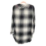 Anthropologie Floreat Plaid Embroidered Longline Tunic Top | Black/White | XS Photo 1