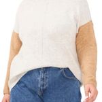Vince Camuto Extended Shoulder Colorblock Sweater. Lrg. Silver Hthr/Latte Hthr. Photo 1