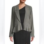 BCBGeneration  Open Jacket Front Peplum LARGE Gray Long Sleeves Ruffled Hem NWOT Photo 13