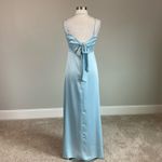 AQUA Satin Cut Out Back A-Line Long Evening Gown Blue Size 10 Formal Dress Photo 1