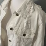 Red Star white denim jean jacket distressed ripped loose fit cotton casual NEW Size M Photo 7