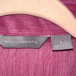 Investments  Purple Metallic Quarter Sleeve Button Down Sheer Blouse Photo 3