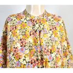 OttodAme Floral Print Shirt Dress Yellow Purple‎ Long Sleeve Button Down S Photo 11