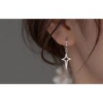 Boutique 14k White Gold 925‎ Star Dangle Huggie Hoop Earrings Celestial Statement, 32mm Photo 6