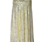 NWT Kate Kasin One Shoulder Maxi Dress‎ Sz 6 Gold Sequin Bridesmaid Evening Prom Photo 0