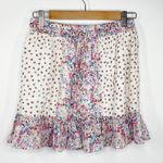 Auguste  White Pink Pastel Floral Print Ruffle Mini Skirt Women's Size 4 NWOT Photo 0