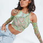 Princess Polly Detached Sleeve Multi Color Halter Top Size 12 Large Photo 0