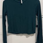 Dark Green Long Sleeve Ribbed Top Photo 0