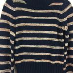 Madewell Blue Striped Wool Sweater XXS Metcalf Mockneck Balloon Sleeve Chunky Photo 6
